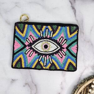 Colorful Beaded Eye Design Pouch